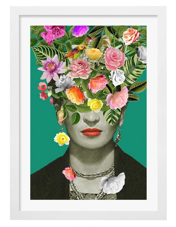Australian Made Floral Frida Framed Print in White image 1