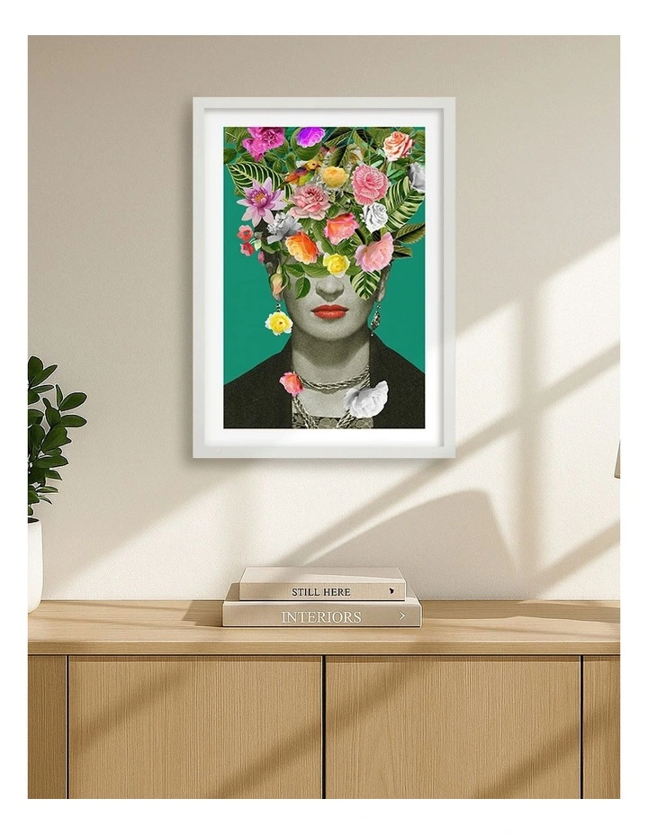 Australian Made Floral Frida Framed Print in White image 2