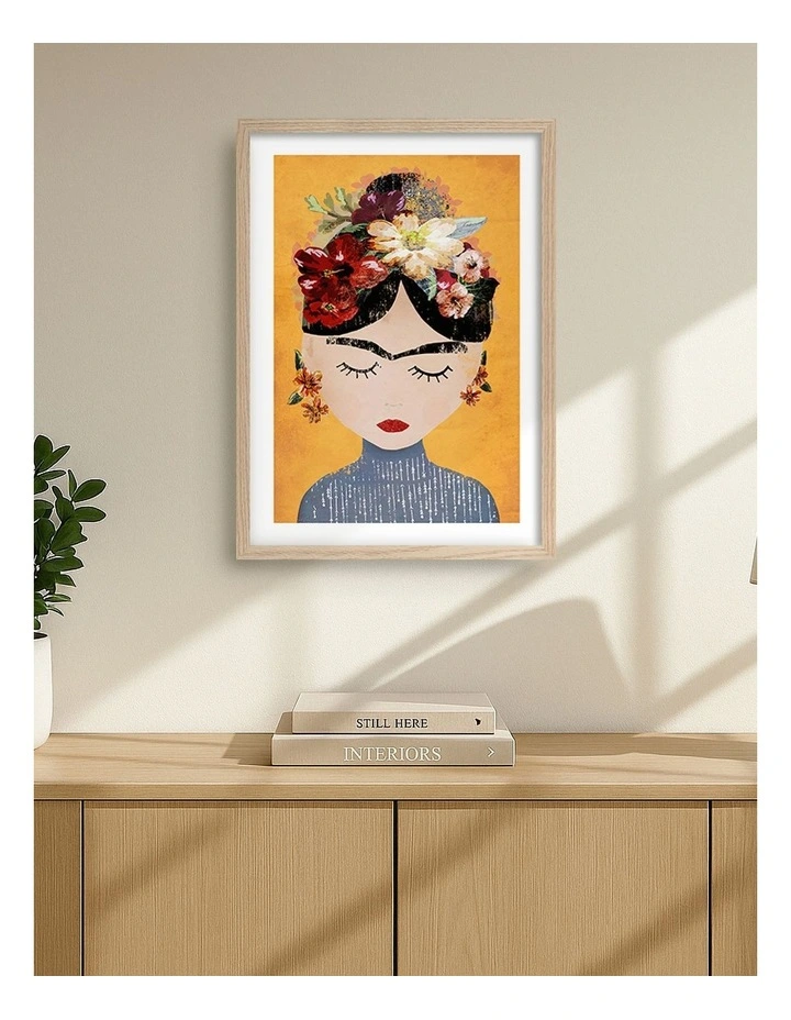 Australian Made Floral Serenity Framed Print in Natural Oak image 2