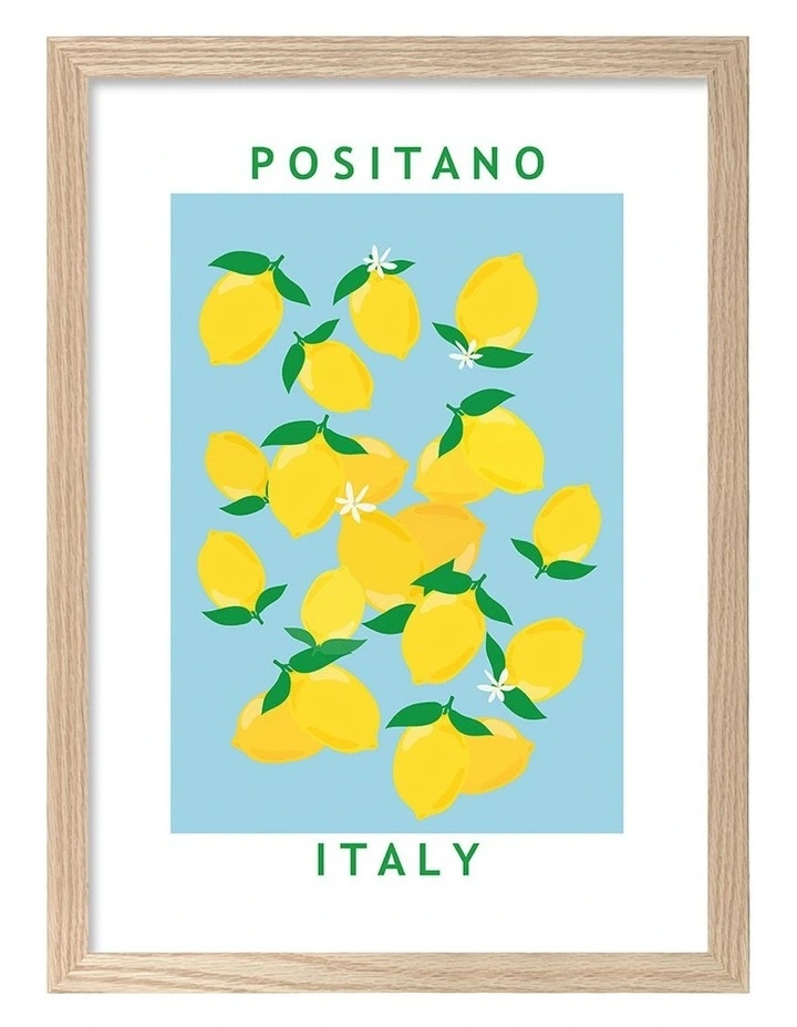 Australian Made Flower Market Lemons Print in Natural Oak image 1