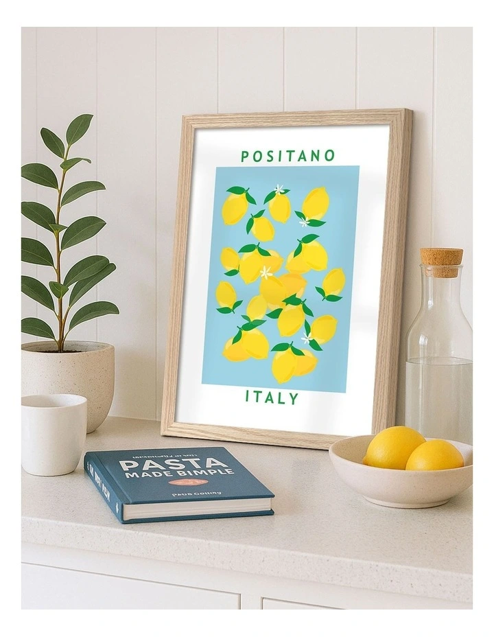 Australian Made Flower Market Lemons Print in Natural Oak image 2