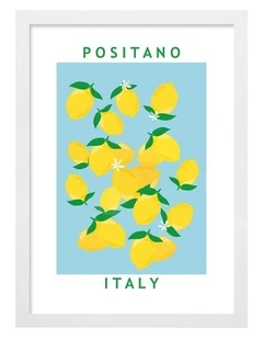 Australian Made Flower Market Lemons Print in White