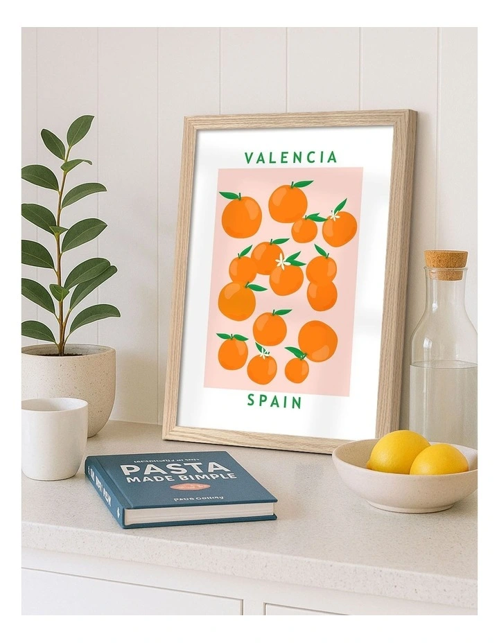 Australian Made Flower Market Oranges Print in Natural Oak image 2