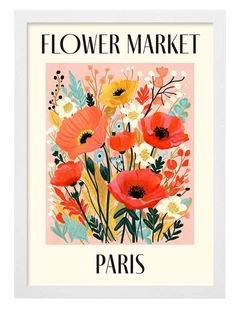 Australian Made Flower Market Paris Print in White