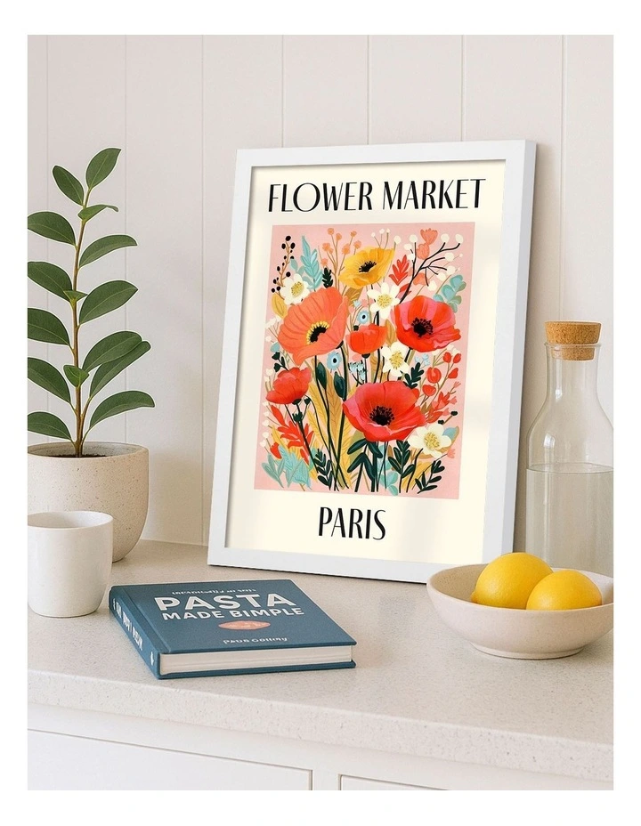 Australian Made Flower Market Paris Print in White image 2