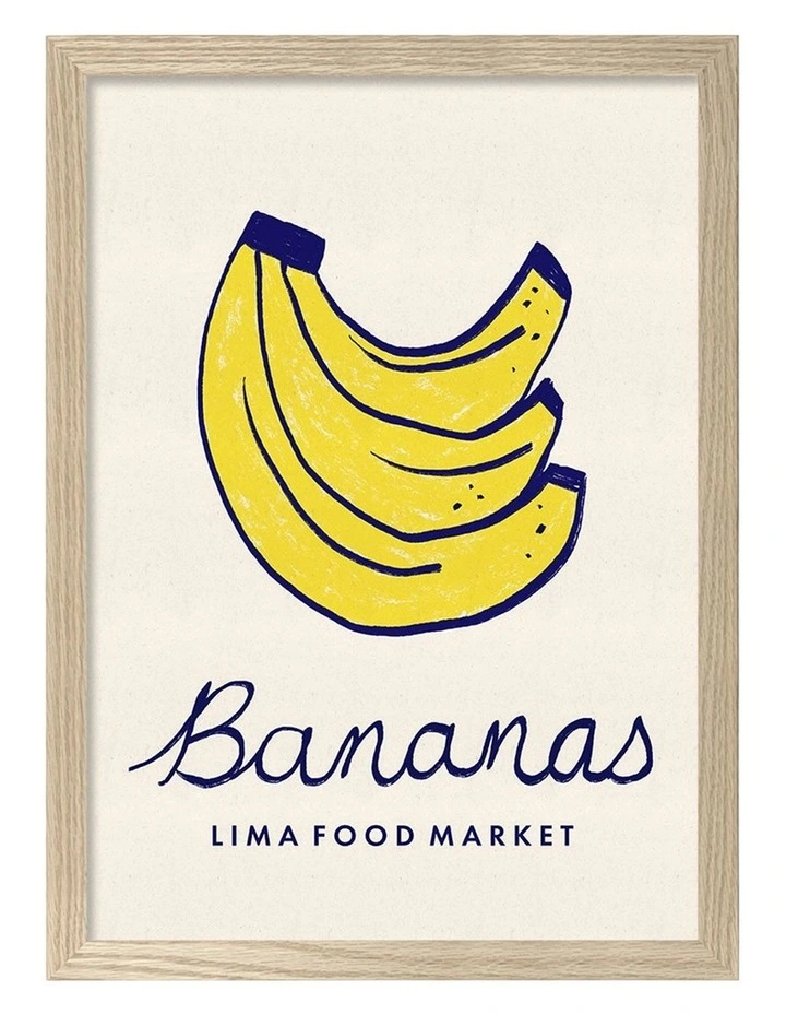 Australian Made Food Market Bananas Print in Natural Oak image 1