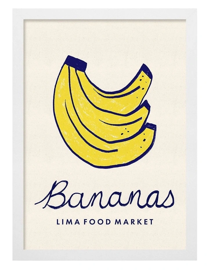 Australian Made Food Market Bananas Print in White image 1