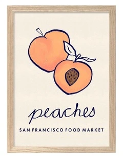 Australian Made Food Market Peaches Print in Natural Oak