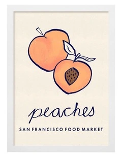 Australian Made Food Market Peaches Print in White