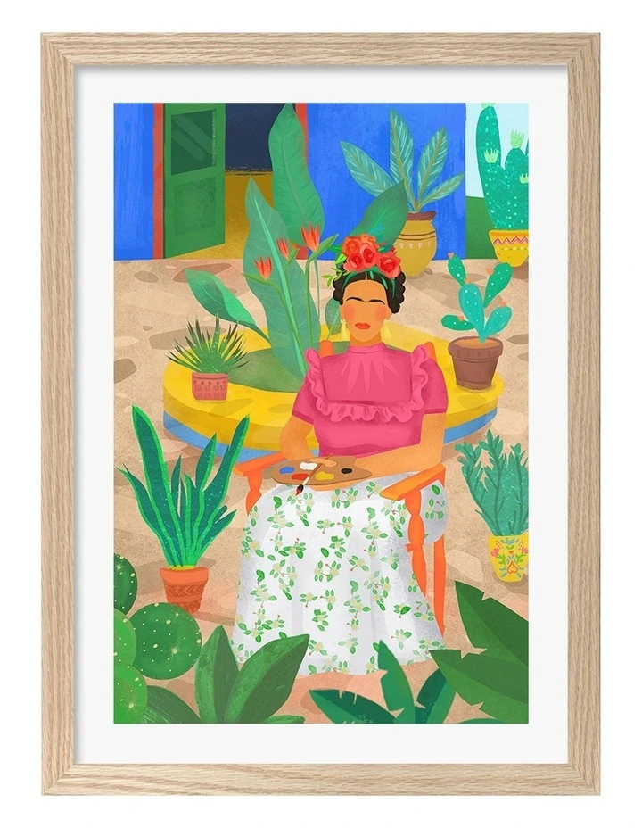 Australian Made Frida Framed Art Print in Natural Oak image 1