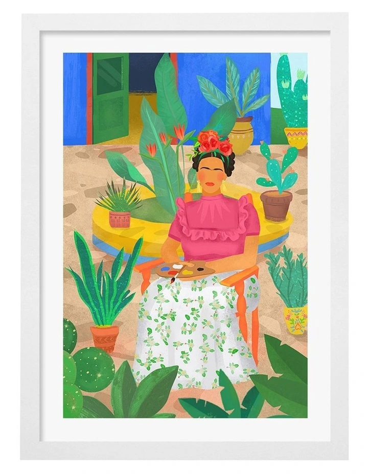 Australian Made Frida Framed Art Print in White image 1