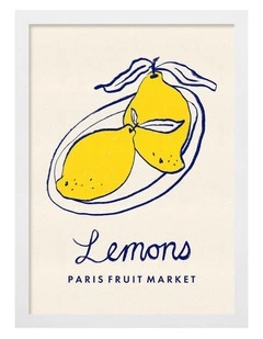 Australian Made Fruit Market Lemons Print in White