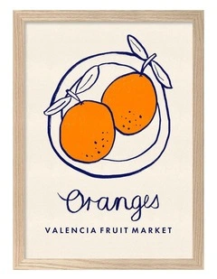 Australian Made Fruit Market Oranges Print in Natural