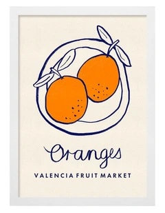 Australian Made Fruit Market Oranges Print in White