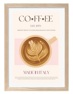 Australian Made Italian Coffee Print in Natural Oak