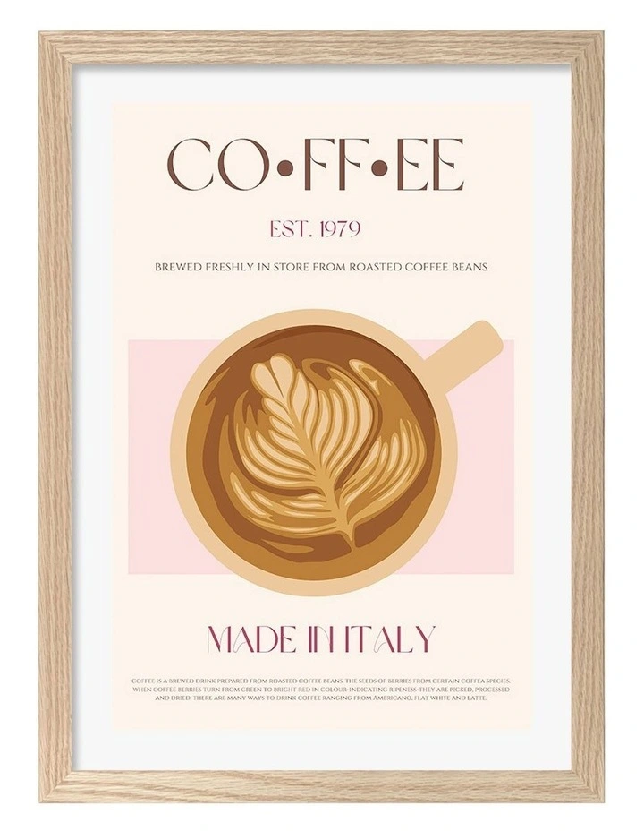 Australian Made Italian Coffee Print in Natural Oak image 1