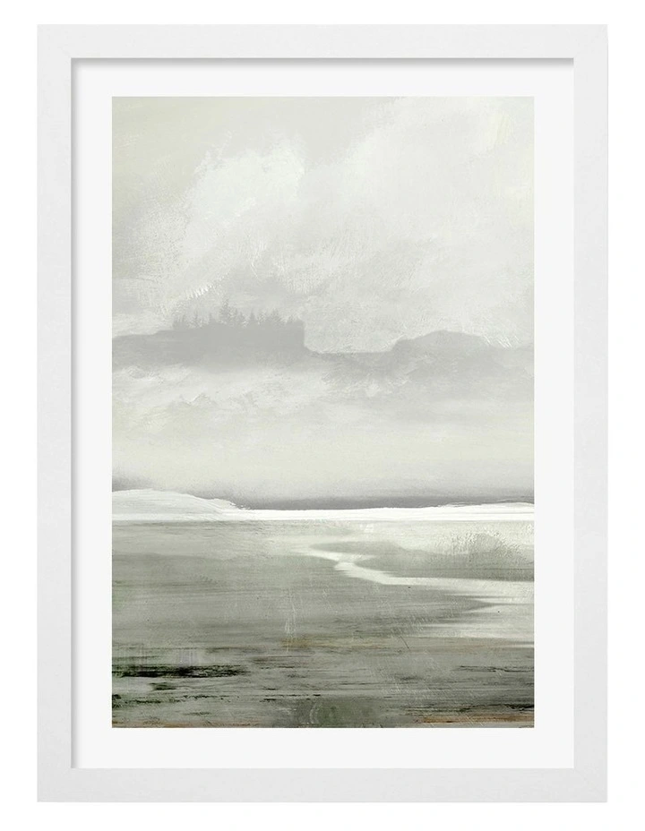 Australian Made Lakes Abstract Print in White image 1