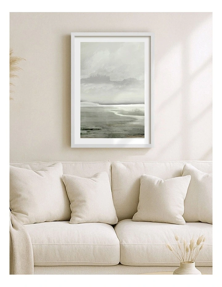 Australian Made Lakes Abstract Print in White image 2