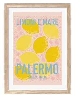 Australian Made Limoni E Mare Print Frame in Natural Oak