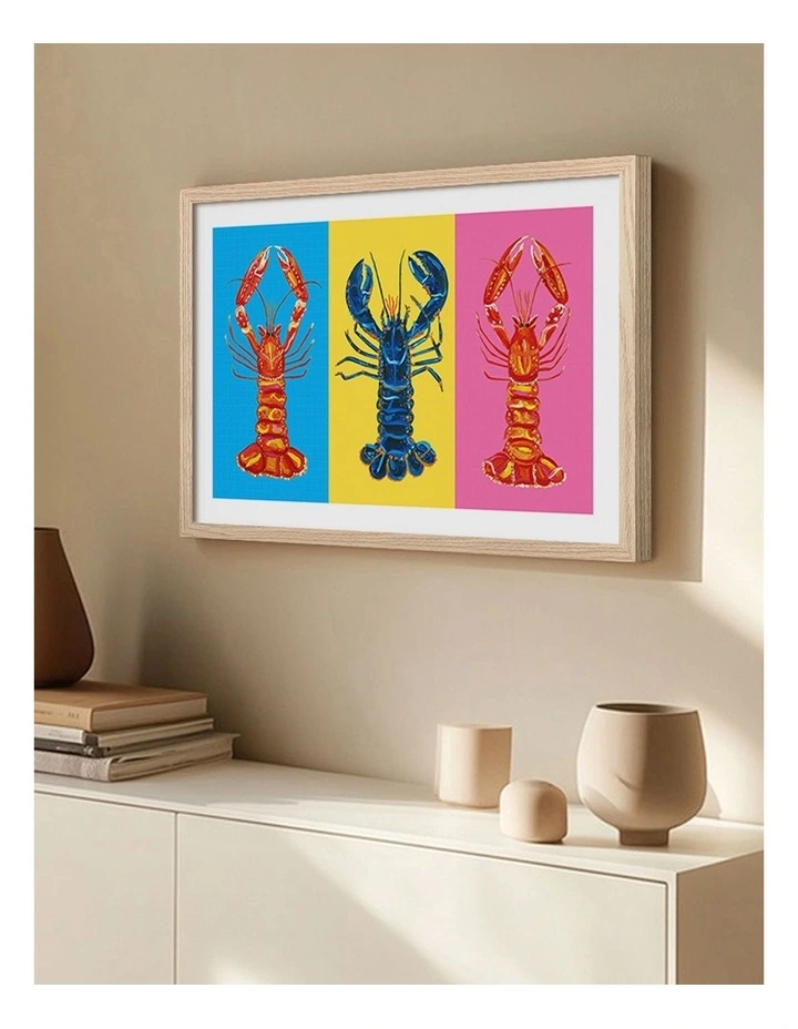 Australian Made Lobster Langoustines Print Frame in Natural Oak image 2