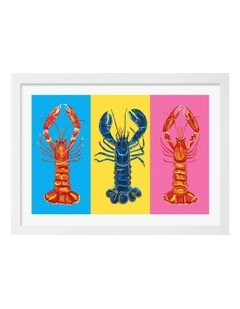Australian Made Lobster Langoustines Print Frame in White