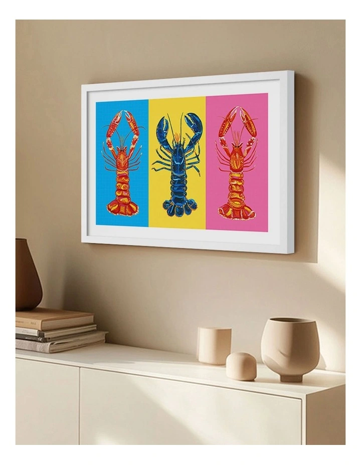 Australian Made Lobster Langoustines Print Frame in White image 2