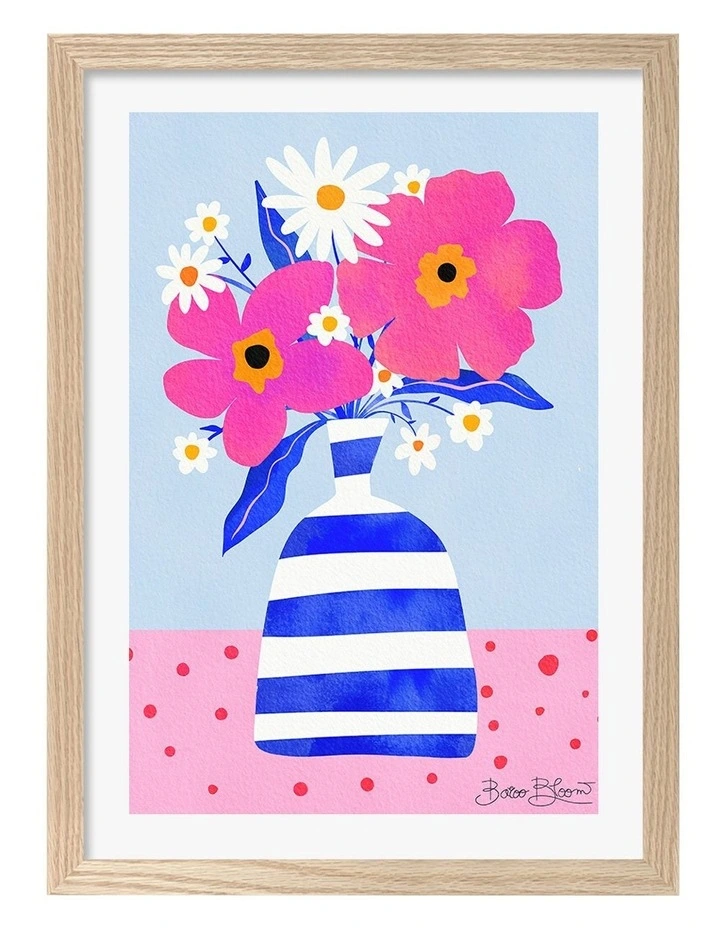 Australian Made Maximalist Flowers Print Frame in Natural Oak image 1