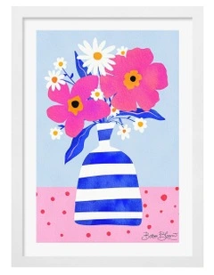 Australian Made Maximalist Flowers Print Frame in White