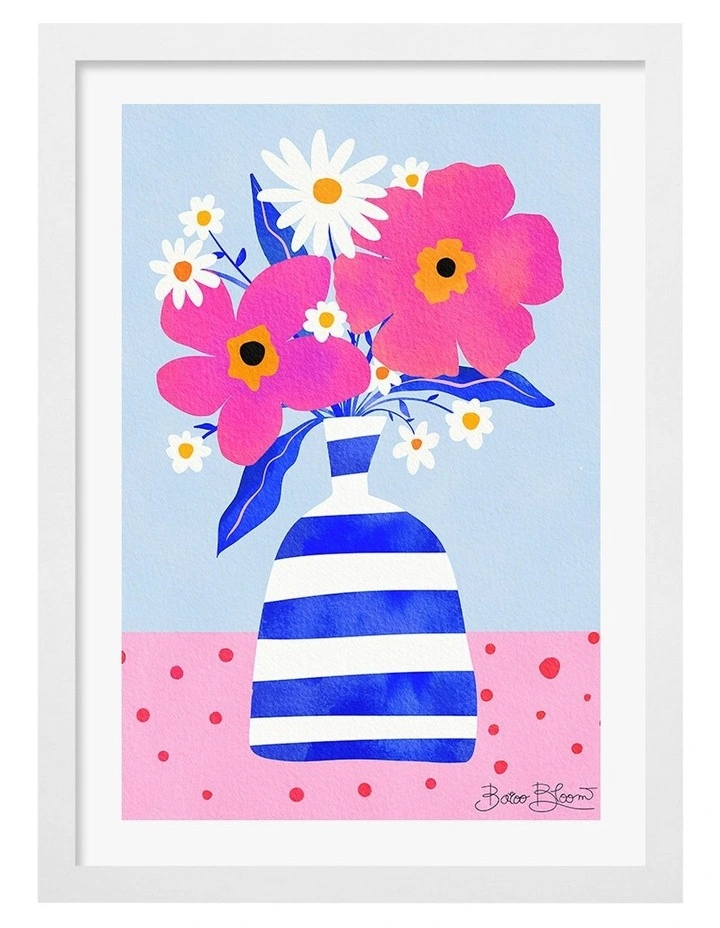 Australian Made Maximalist Flowers Print Frame in White image 1