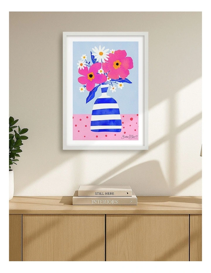 Australian Made Maximalist Flowers Print Frame in White image 2