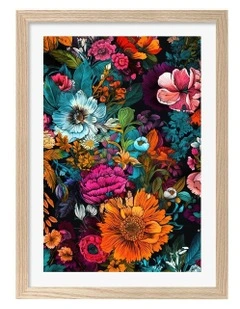 Australian Made Meadow Flowers Print Frame in Natural Oak