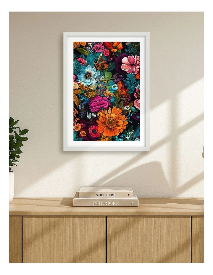 Australian Made Meadow Flowers Print Frame in White image 2