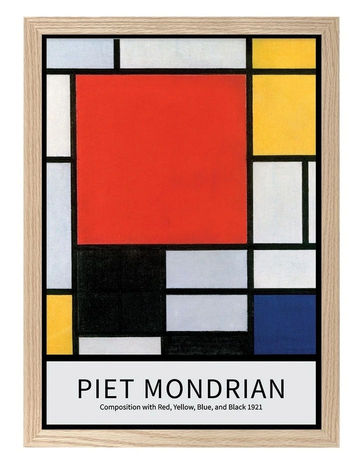 Mondrian Composition Print Frame in Natural Oak image 1