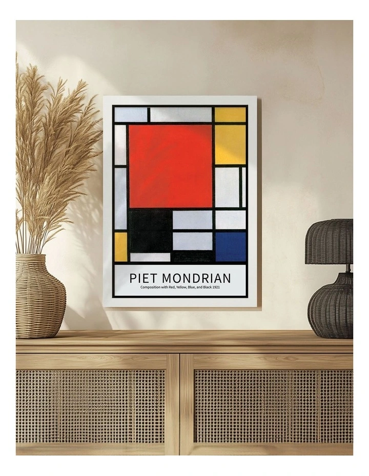 Mondrian Composition Print Frame in White image 2