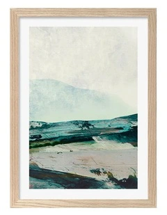 Mountains Abstract Print Frame in Natural Oak