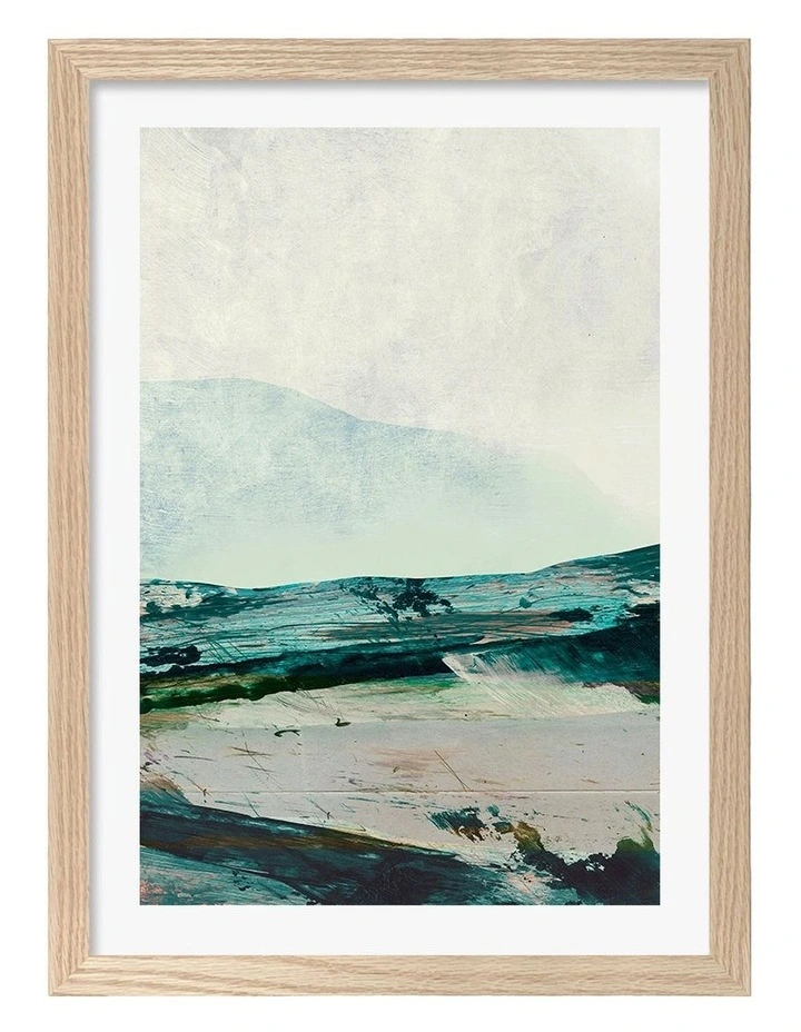 Mountains Abstract Print Frame in Natural Oak image 1