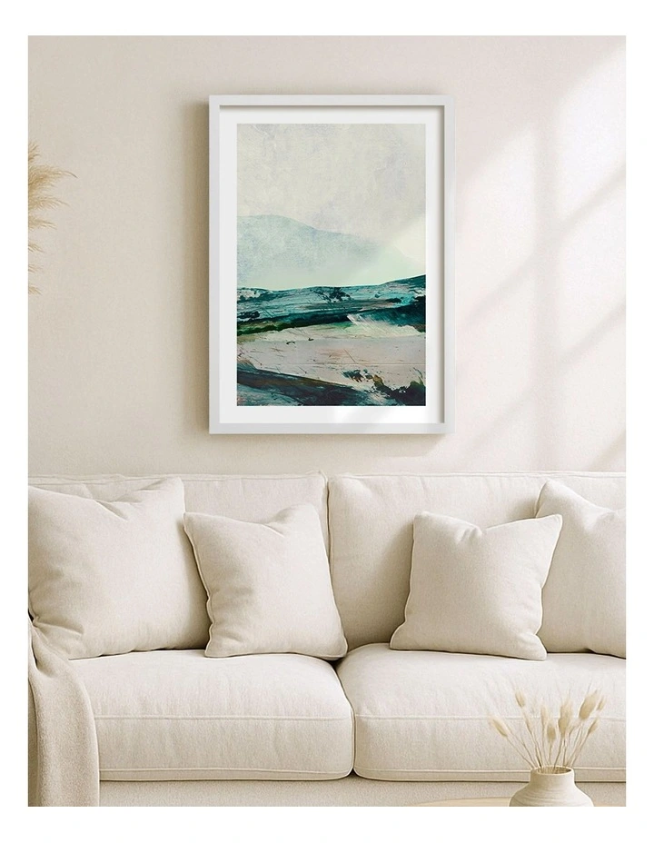 Mountains Abstract Print Frame in White image 2