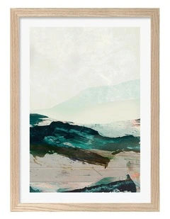 Mountains Abstract Print Frame in Natural Oak