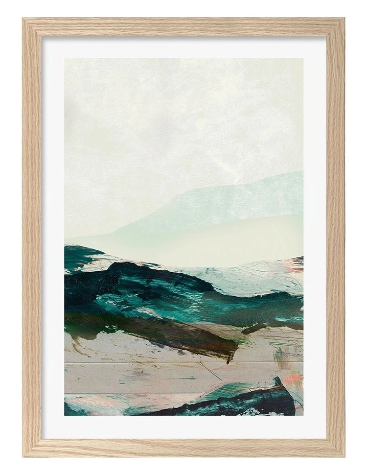 Mountains Abstract Print Frame in Natural Oak image 1