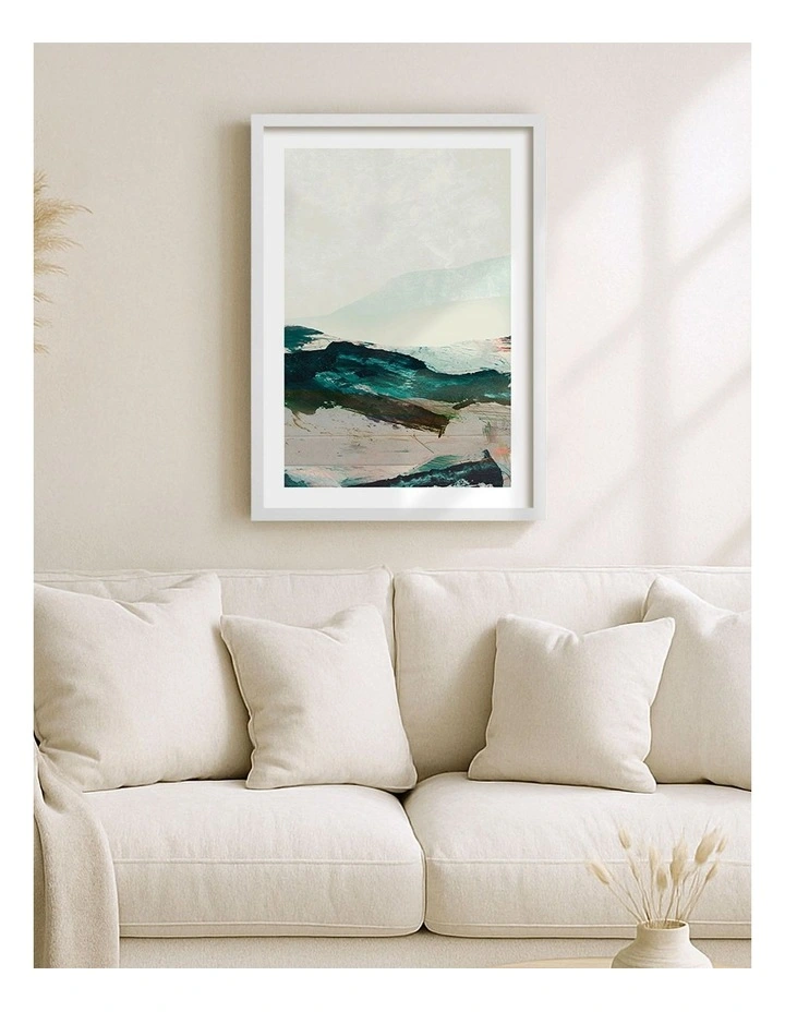 Mountains Abstract Print Frame in White image 2