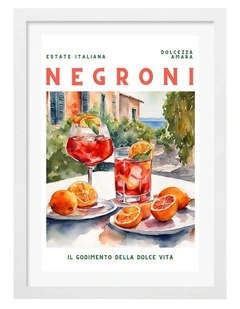 Negroni Cocktail Print Frame in White