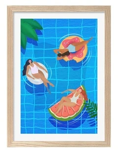 Pool Print Frame in Natural Oak