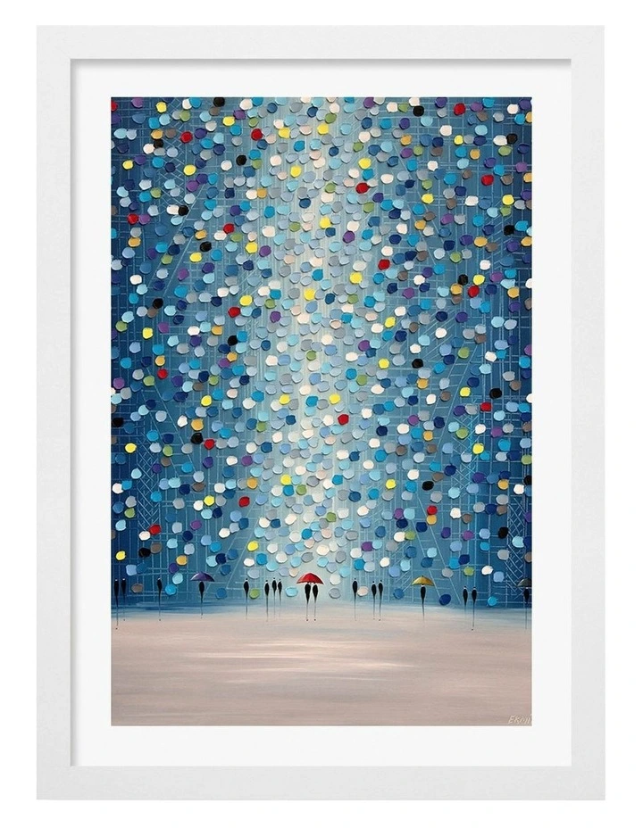 Australian Made Raindrop Confetti Print in White image 1