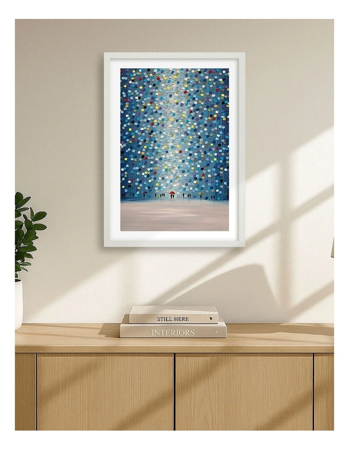 Australian Made Raindrop Confetti Print in White image 2