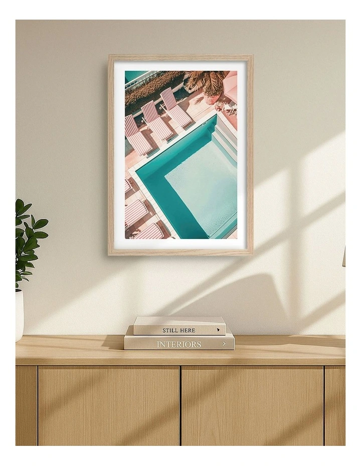 Australian Made Striped Pool Print Frame in Natural Oak image 2