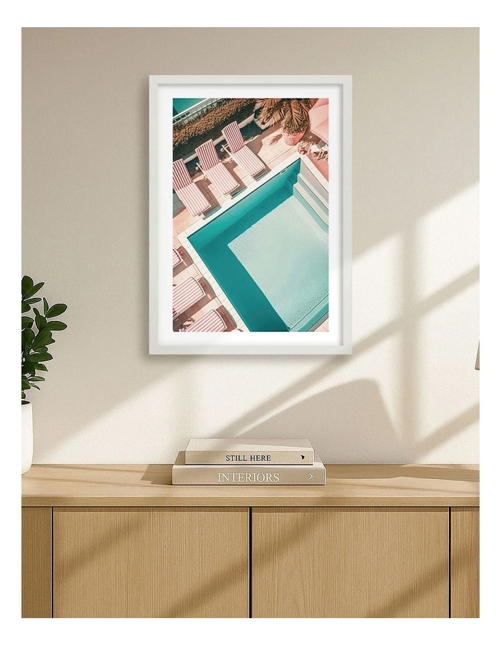 Australian Made Striped Pool Print Frame in White image 2