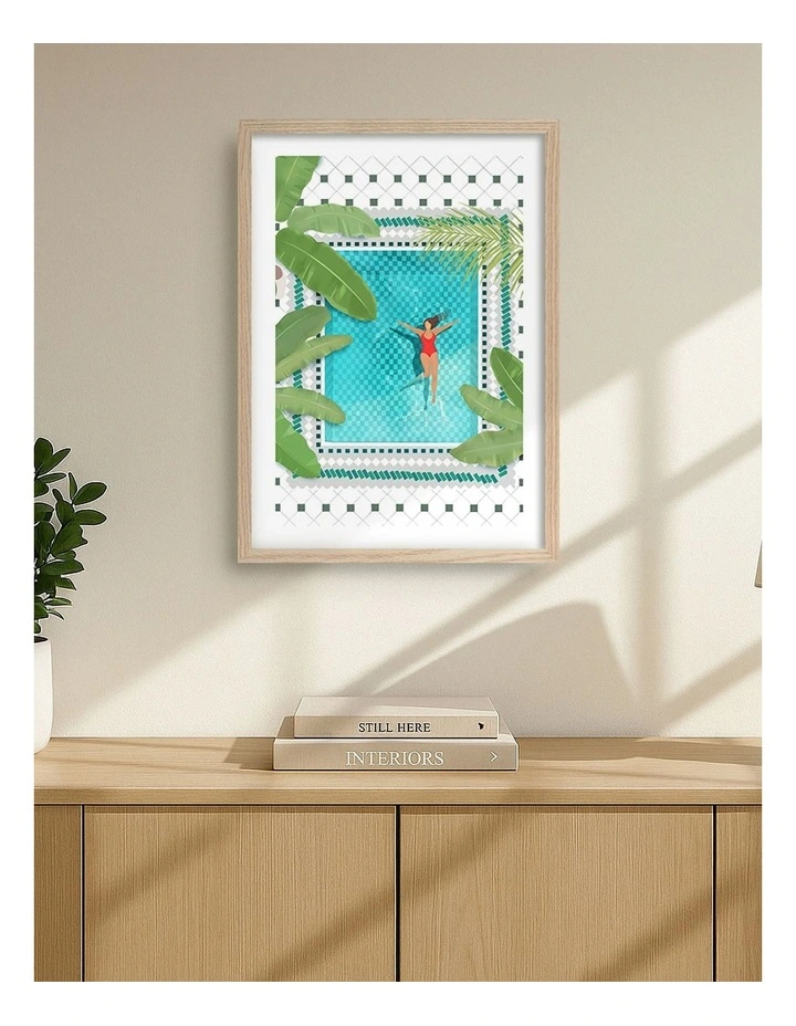 Australian Made Riad Pool Print Frame in Natural Oak image 2