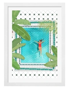 Australian Made Riad Pool Print Frame in White