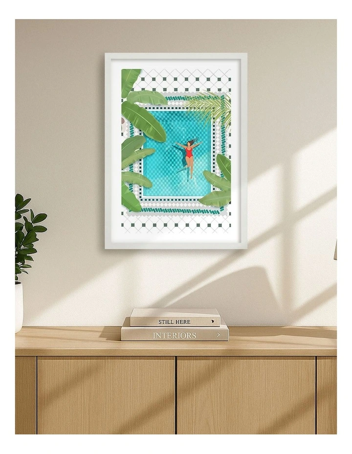 Australian Made Riad Pool Print Frame in White image 2