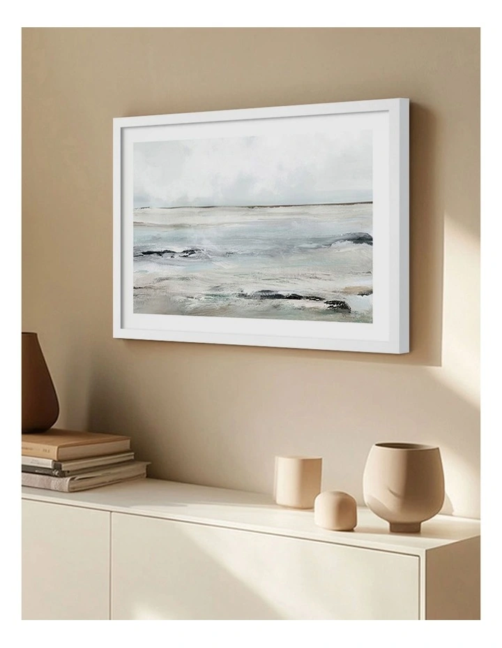 Sandy Bay Abstract Print Frame in White image 2